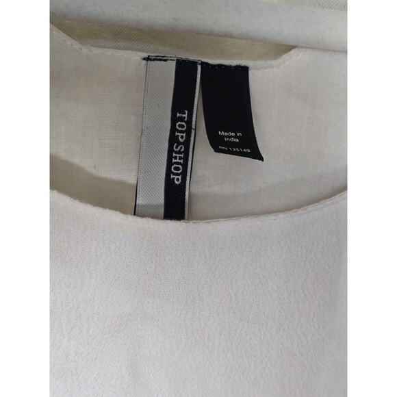 Topshop Cream Beaded Jeweled Sleeveless Cutout Back‎ Blouse Tank Top U.S. Sz 4 - Picture 6 of 10